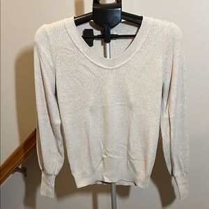 Chic Light Tan Scoop Neck Sweater - Size Small